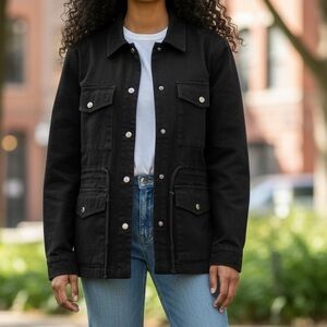 ✅ GAP Classic Black Jacket twill Utility, Size Medium